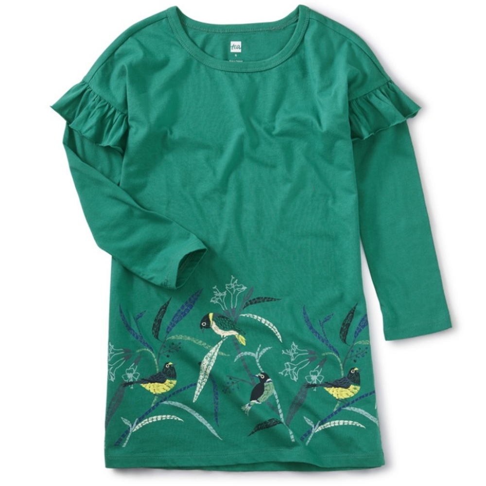 Tea Collection Bird Border Ruffle Dress sz 2T